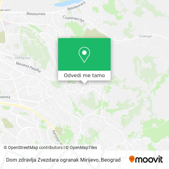 Dom zdravlja Zvezdara ogranak Mirijevo mapa