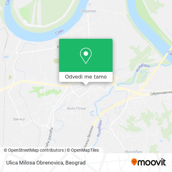 Ulica Milosa Obrenovica mapa