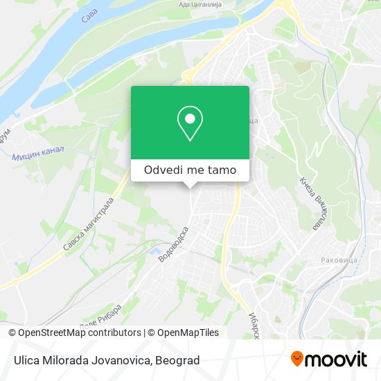 Ulica Milorada Jovanovica mapa