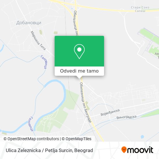 Ulica Zeleznicka / Petlja Surcin mapa