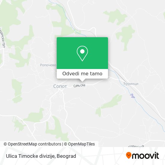 Ulica Timocke divizije mapa