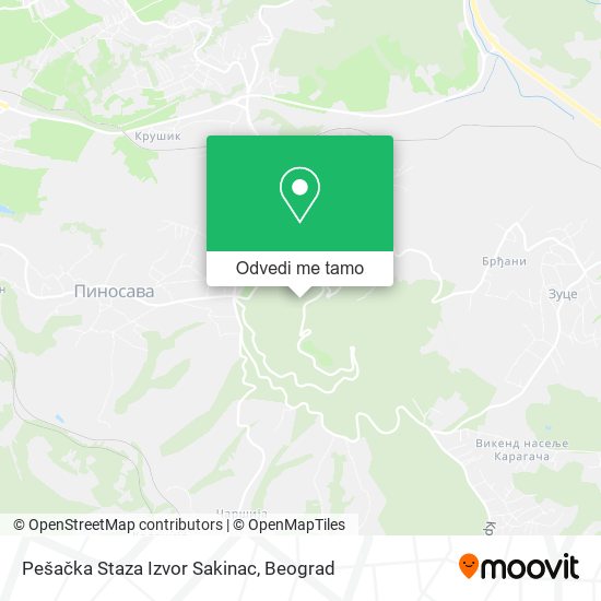 Pešačka Staza Izvor Sakinac mapa