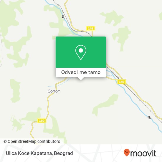 Ulica Koce Kapetana mapa