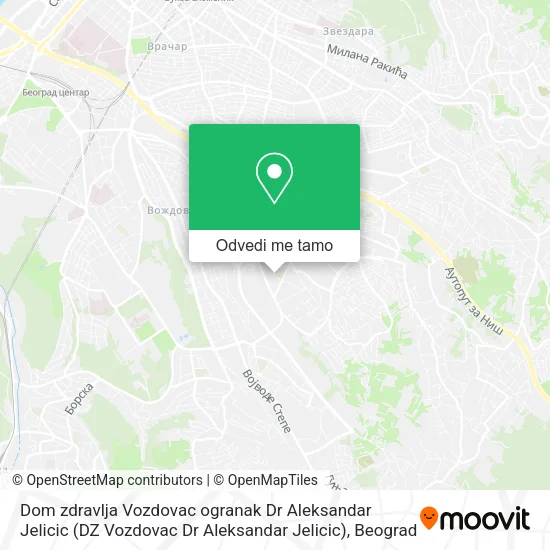 Dom zdravlja Vozdovac ogranak Dr Aleksandar Jelicic (DZ Vozdovac Dr Aleksandar Jelicic) mapa