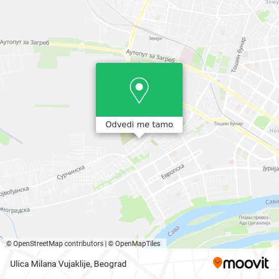 Ulica Milana Vujaklije mapa