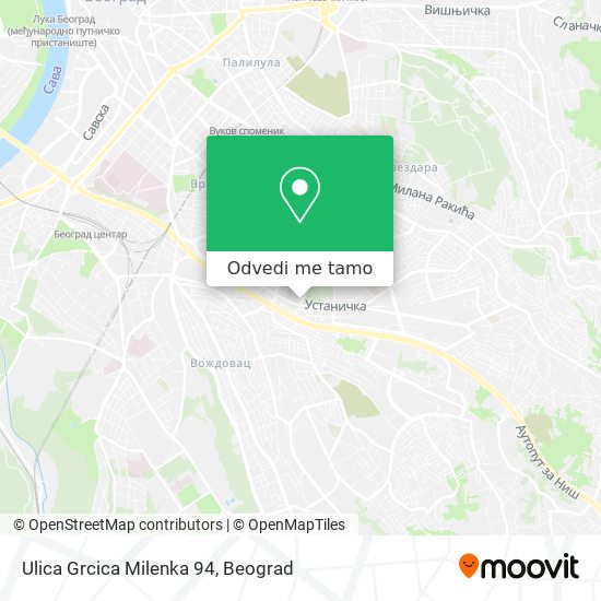 Ulica Grcica Milenka 94 mapa