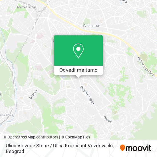 Ulica Vojvode Stepe / Ulica Kruzni put Vozdovacki mapa