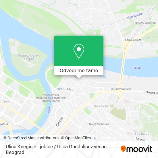 Ulica Kneginje Ljubice / Ulica Gundulicev venac mapa