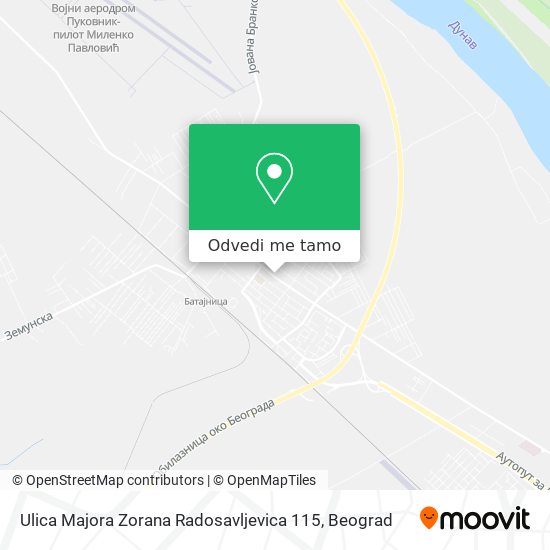 Ulica Majora Zorana Radosavljevica 115 mapa
