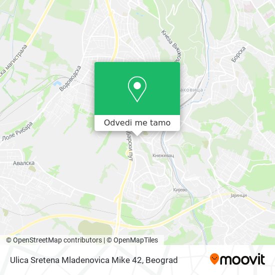 Ulica Sretena Mladenovica Mike 42 mapa