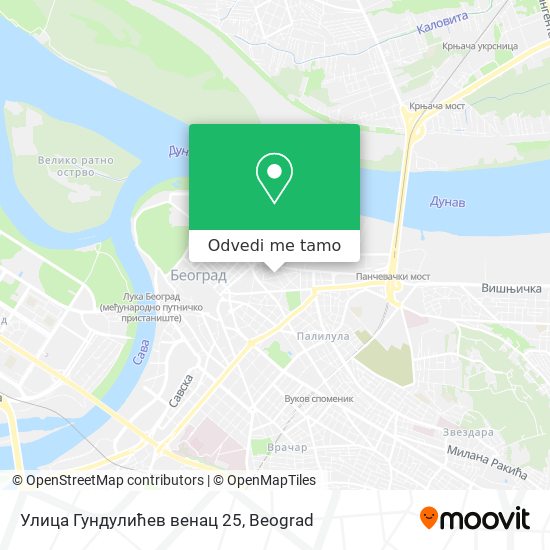 Улица Гундулићев венац 25 mapa