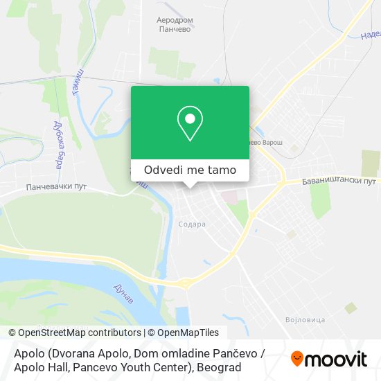 Apolo (Dvorana Apolo, Dom omladine Pančevo / Apolo Hall, Pancevo Youth Center) mapa