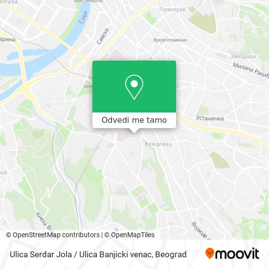 Ulica Serdar Jola / Ulica Banjicki venac mapa