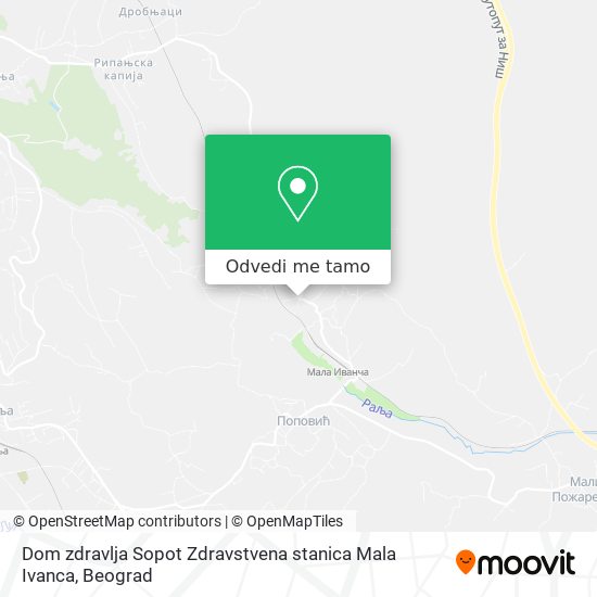 Dom zdravlja Sopot Zdravstvena stanica Mala Ivanca mapa