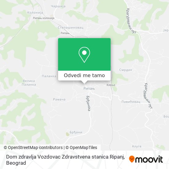 Dom zdravlja Vozdovac Zdravstvena stanica Ripanj mapa