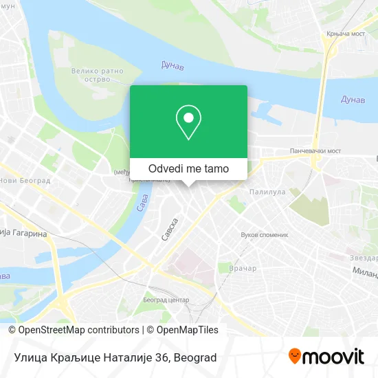 Улица Краљице Наталије 36 mapa