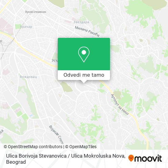 Ulica Borivoja Stevanovica / Ulica Mokroluska Nova mapa