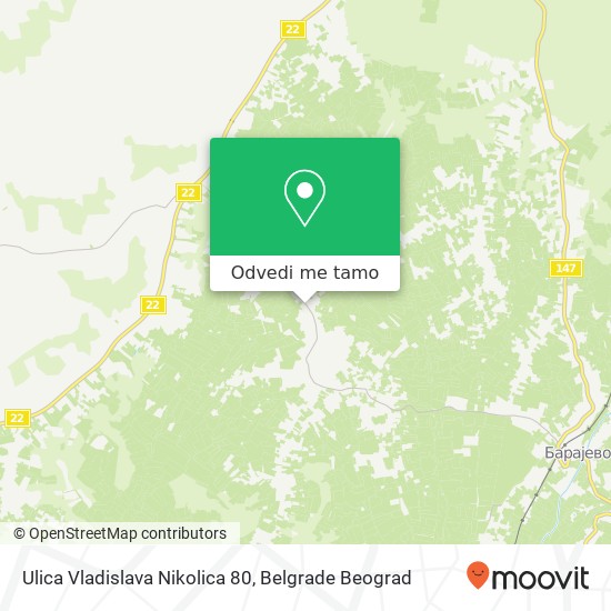 Ulica Vladislava Nikolica 80 mapa