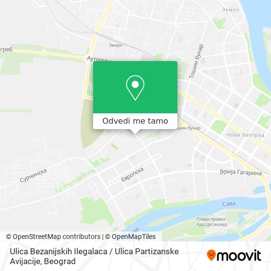 Ulica Bezanijskih Ilegalaca / Ulica Partizanske Avijacije mapa