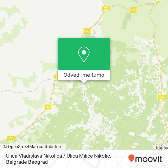 Ulica Vladislava Nikolica / Ulica Milice Nikolic mapa