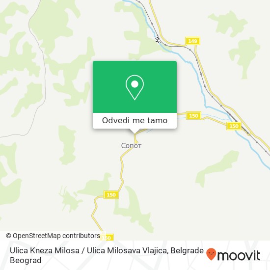 Ulica Kneza Milosa / Ulica Milosava Vlajica mapa