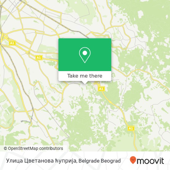 Улица Цветанова ћуприја mapa