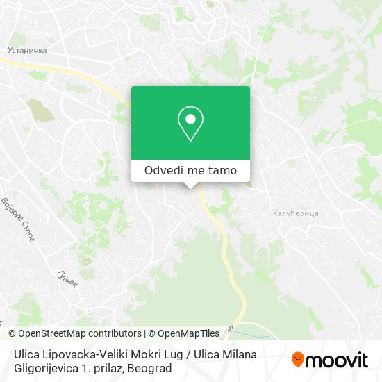 Ulica Lipovacka-Veliki Mokri Lug / Ulica Milana Gligorijevica 1. prilaz mapa