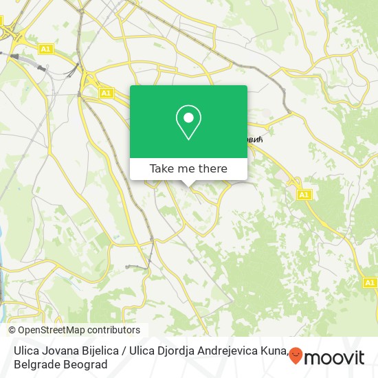 Ulica Jovana Bijelica / Ulica Djordja Andrejevica Kuna mapa