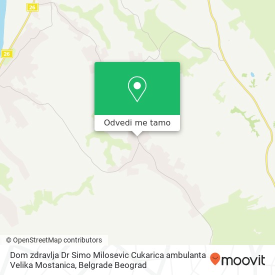 Dom zdravlja Dr Simo Milosevic Cukarica ambulanta Velika Mostanica mapa