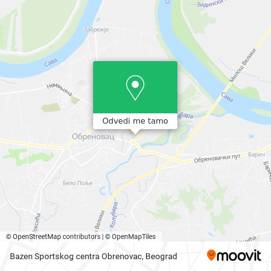 Bazen Sportskog centra Obrenovac mapa