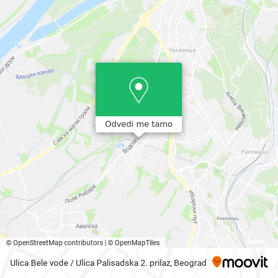 Ulica Bele vode / Ulica Palisadska 2. prilaz mapa