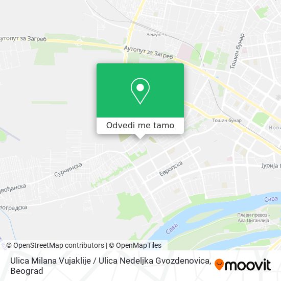 Ulica Milana Vujaklije / Ulica Nedeljka Gvozdenovica mapa