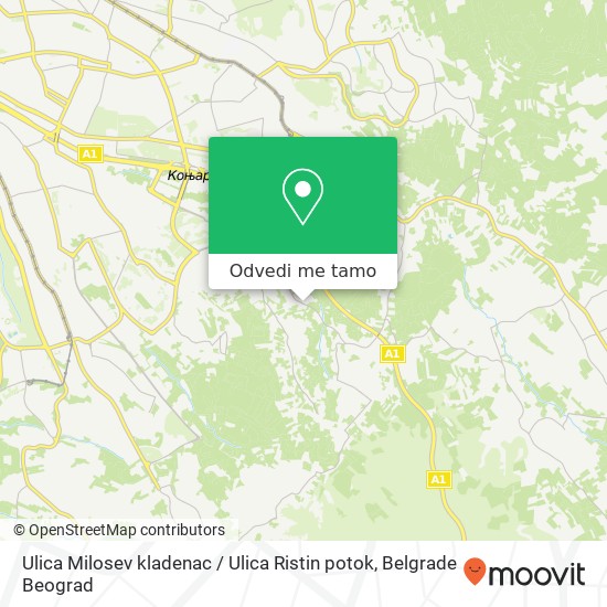 Ulica Milosev kladenac / Ulica Ristin potok mapa