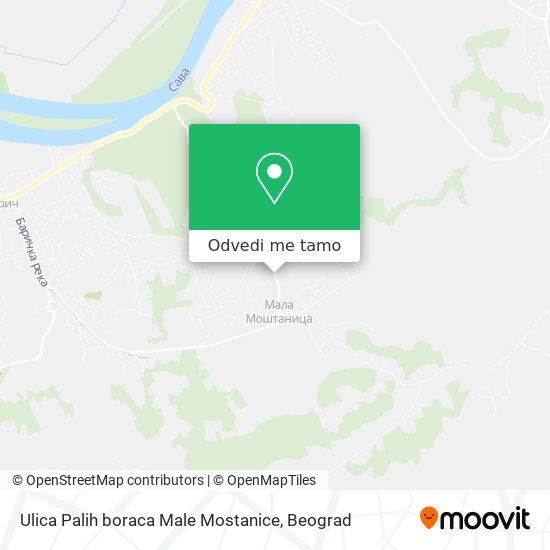 Ulica Palih boraca Male Mostanice mapa