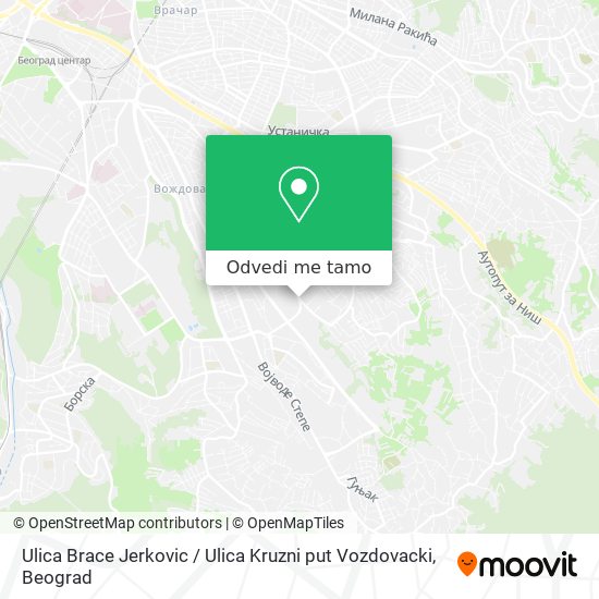 Ulica Brace Jerkovic / Ulica Kruzni put Vozdovacki mapa