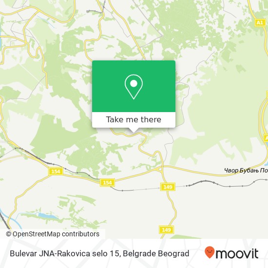 Bulevar JNA-Rakovica selo 15 mapa