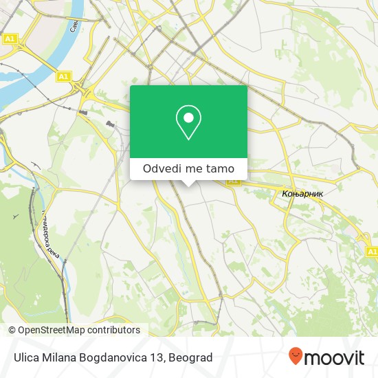 Ulica Milana Bogdanovica 13 mapa