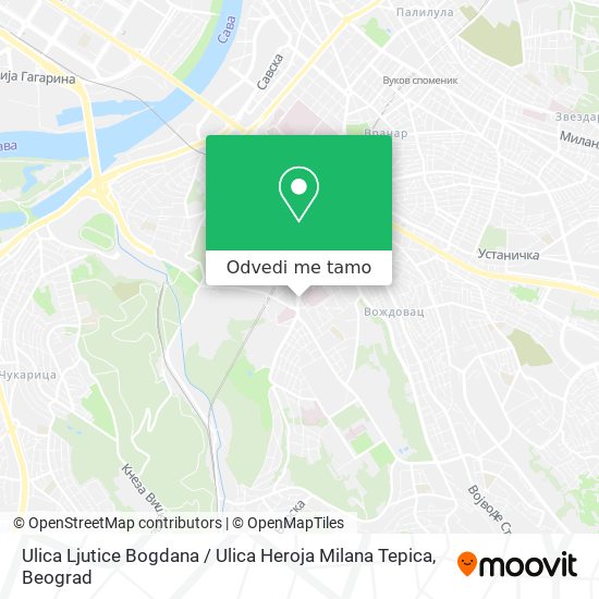 Ulica Ljutice Bogdana / Ulica Heroja Milana Tepica mapa