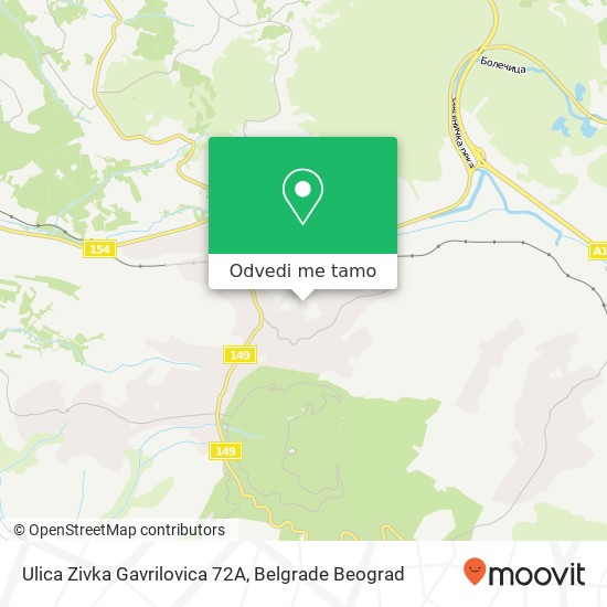 Ulica Zivka Gavrilovica 72A mapa