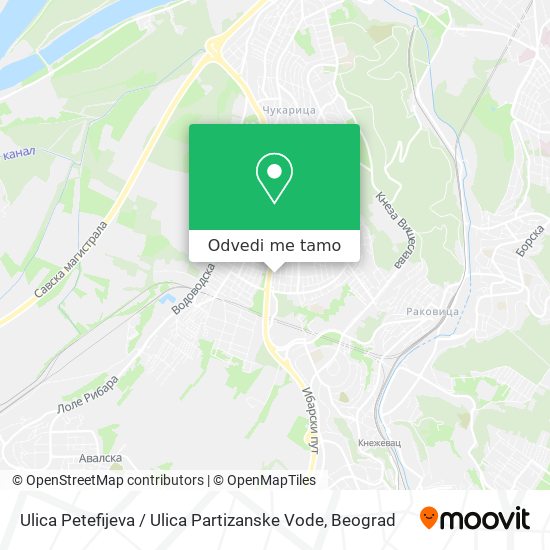 Ulica Petefijeva / Ulica Partizanske Vode mapa
