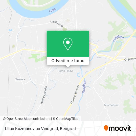Ulica Kuzmanovica Vinograd mapa