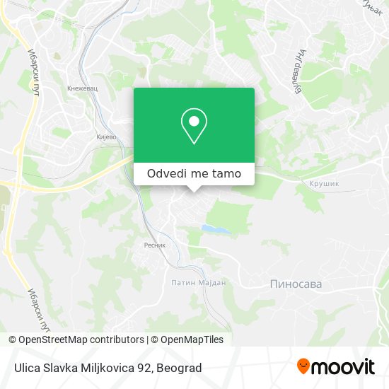 Ulica Slavka Miljkovica 92 mapa