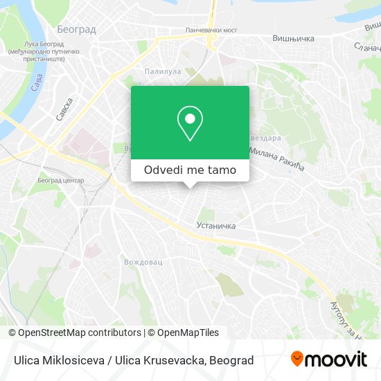 Ulica Miklosiceva / Ulica Krusevacka mapa