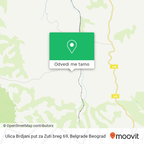 Ulica Brdjani put za Zuti breg 69 mapa