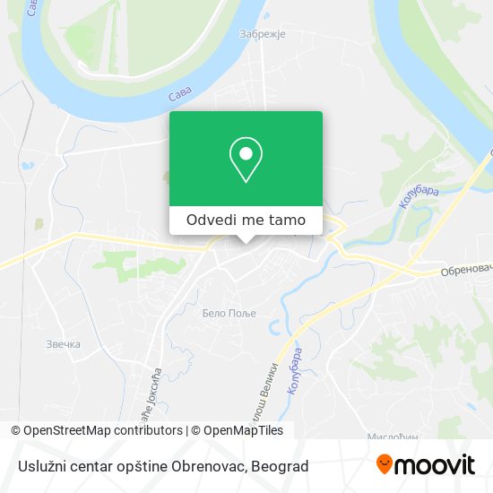 Uslužni centar opštine Obrenovac mapa
