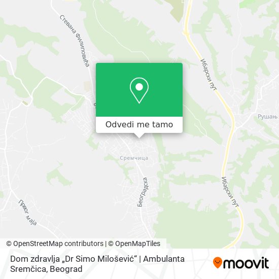 Dom zdravlja „Dr Simo Milošević“ | Ambulanta Sremčica mapa