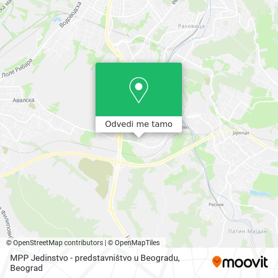 MPP Jedinstvo - predstavništvo u Beogradu mapa