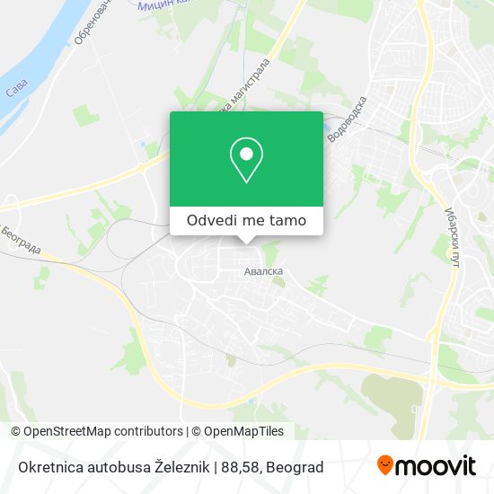 Okretnica autobusa Železnik | 88,58 mapa