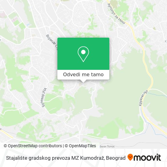 Stajalište gradskog prevoza MZ Kumodraž mapa