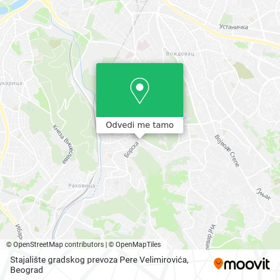 Stajalište gradskog prevoza Pere Velimirovića mapa